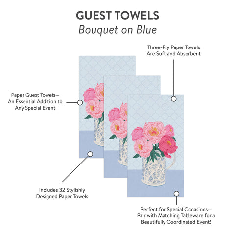 Bouquet on Blue Guest Towels