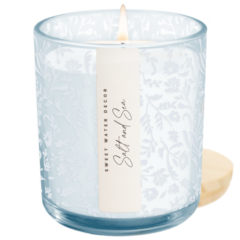 Salt and Sea Blue Floral Jar Candle