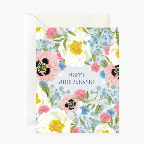 Lush Floral Anniversary greeting card