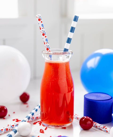 Patriotic Floral Reusable Straws