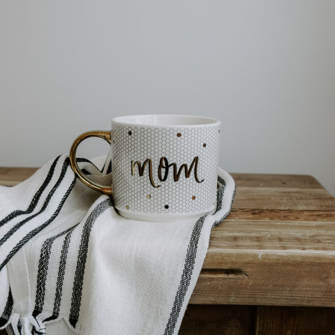 Mom hand lettered tile mug