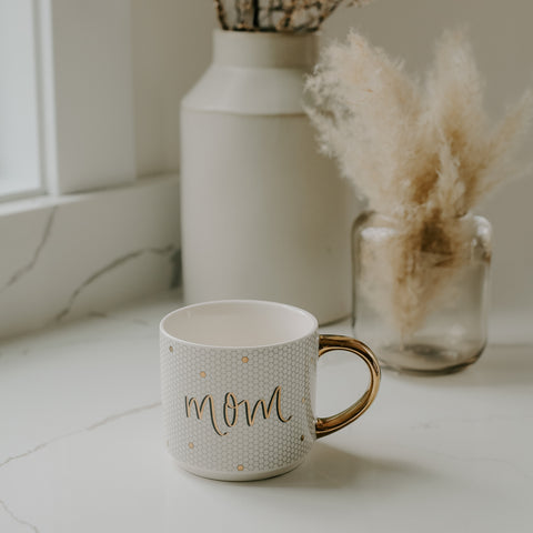 Mom hand lettered tile mug