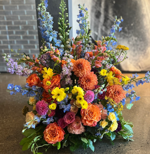 Garden Style Funeral Floor Accent Arrangements