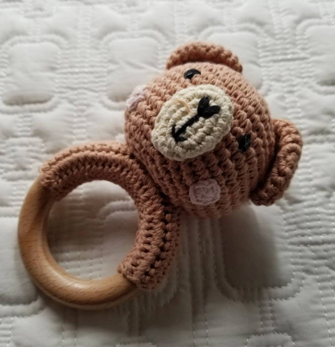Baby Toy Knitted Bear Rattle