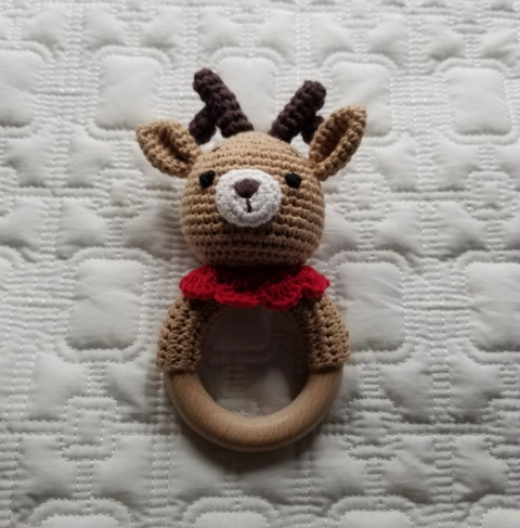 Baby Toy Knitted Reindeer Rattle