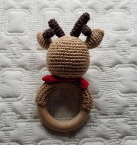 Baby Toy Knitted Reindeer Rattle