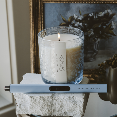 Salt and Sea Blue Floral Jar Candle