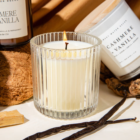 Cashmere and Vanilla fluted soy candle