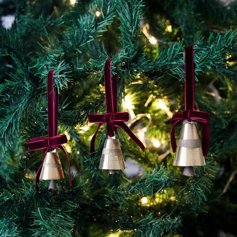 Christmas Tree Ornament Bell with Ribbon
