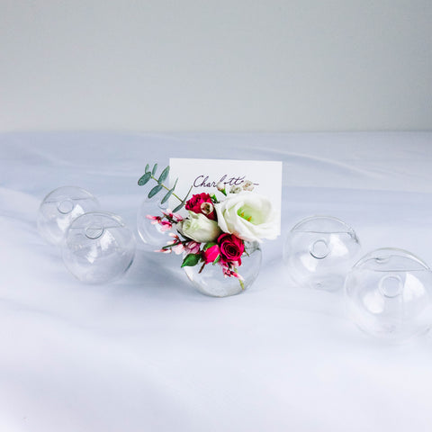 Glass bubble place card holders