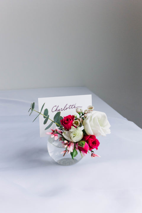 Glass bubble place card holders