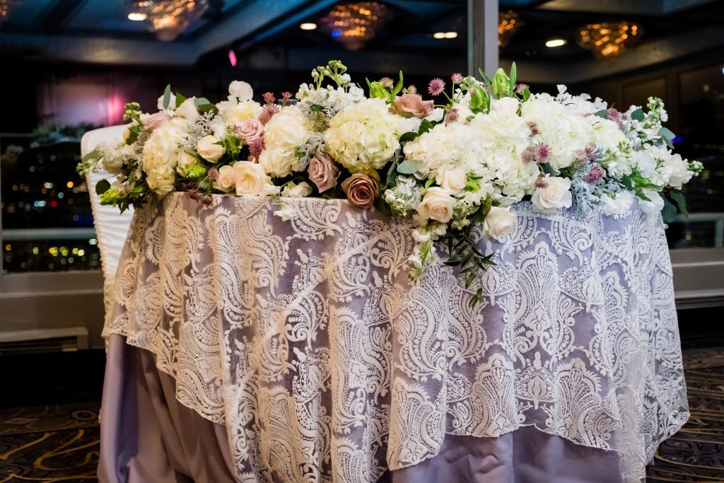 elegant winter gala wedding sweetheart table custom floral design